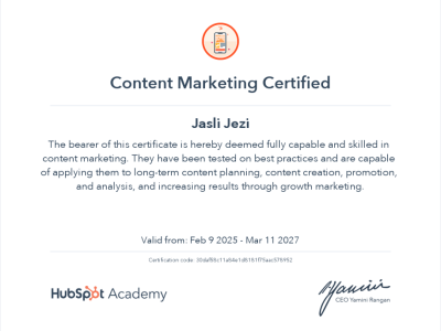 hubspot content marketing certificate