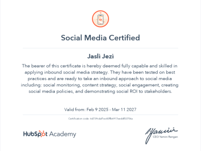 hubspot social media marketing certificate